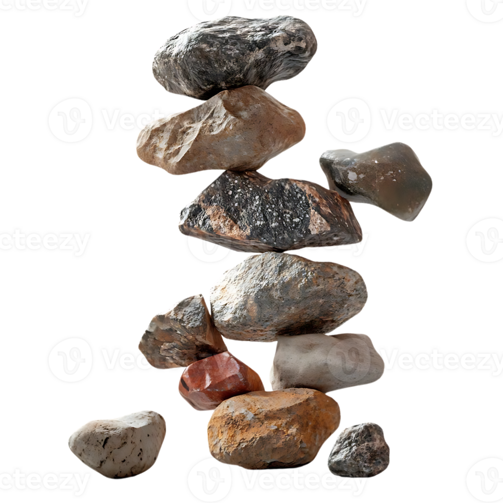 Stacked Stones with a Transparent Background - A Visual Feast of Natural Beauty png