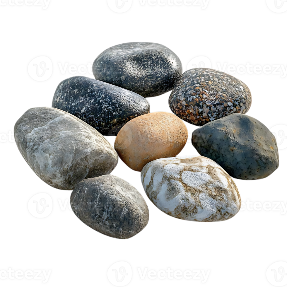Smooth Stones with a Transparent Background,  Creating a Beautiful and Tranquil Scene png