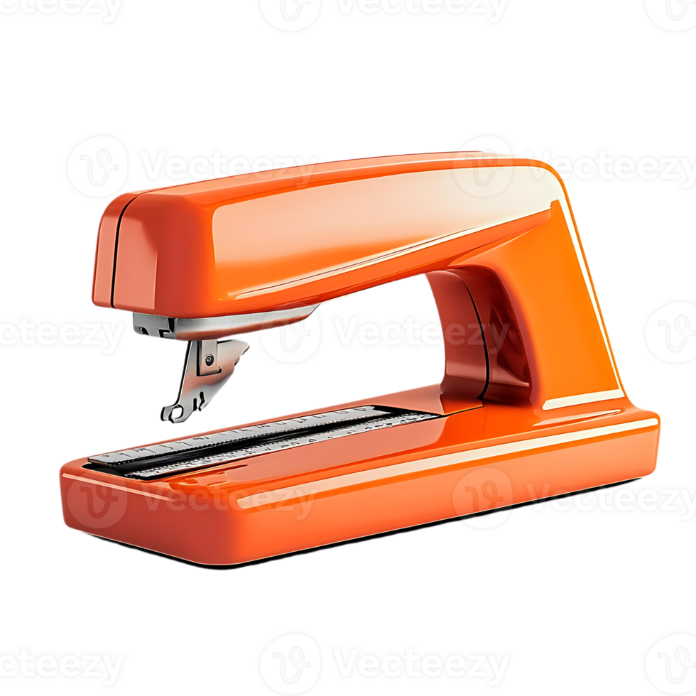 Orange Stapler with a Transparent Background, Ideal for Office Use, Modern Design with Smooth Lines png