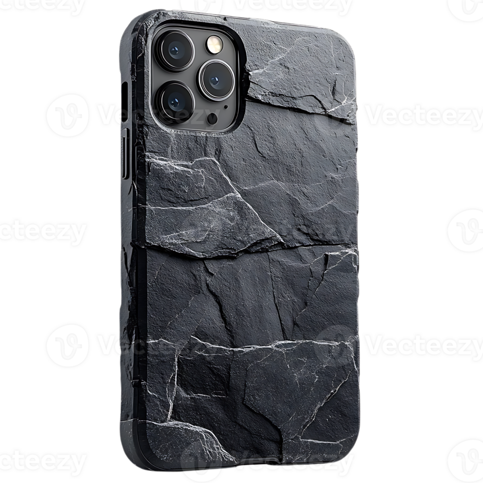 Protect Your iPhone with a Rugged Stone-Textured Case, Featuring a Transparent Background for a Sleek and Stylish Look. png