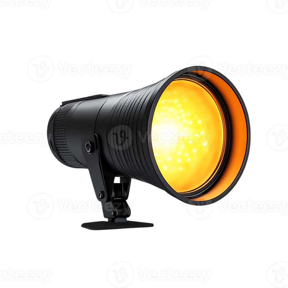 Black LED Spotlight with Adjustable Angle and Transparent Background for Outdoor Lighting png