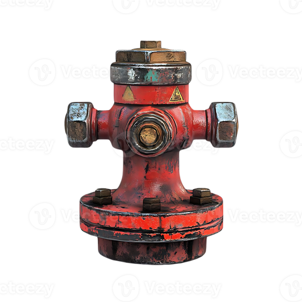 Rusty Red Fire Hydrant with Transparent Background png