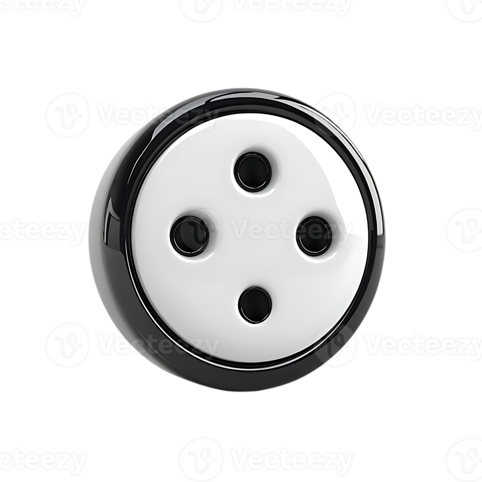 Four Black Buttons on White Circular Surface with Transparent Background png