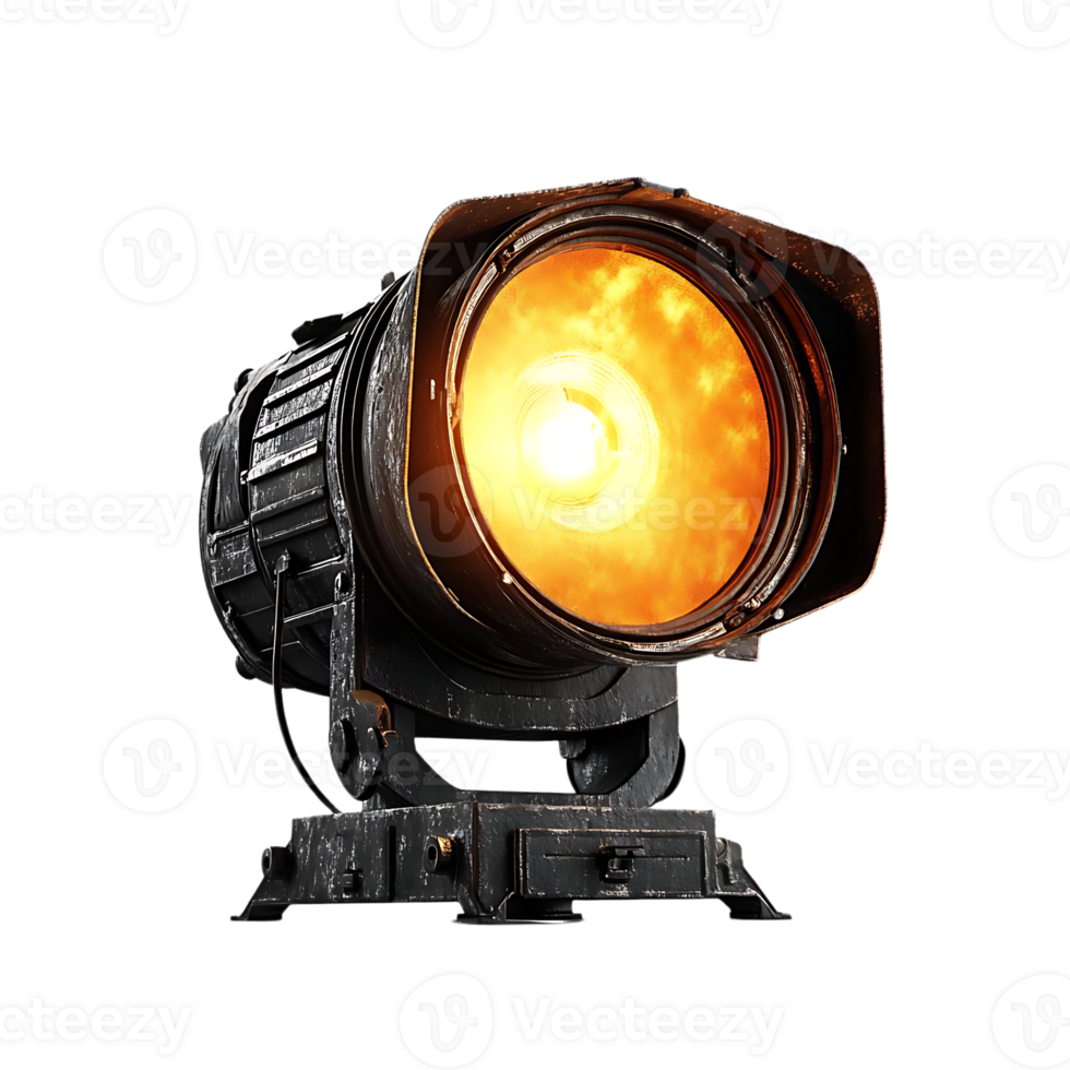 Vintage Stage Spotlight Glowing with Warm Light on a Transparent Background png