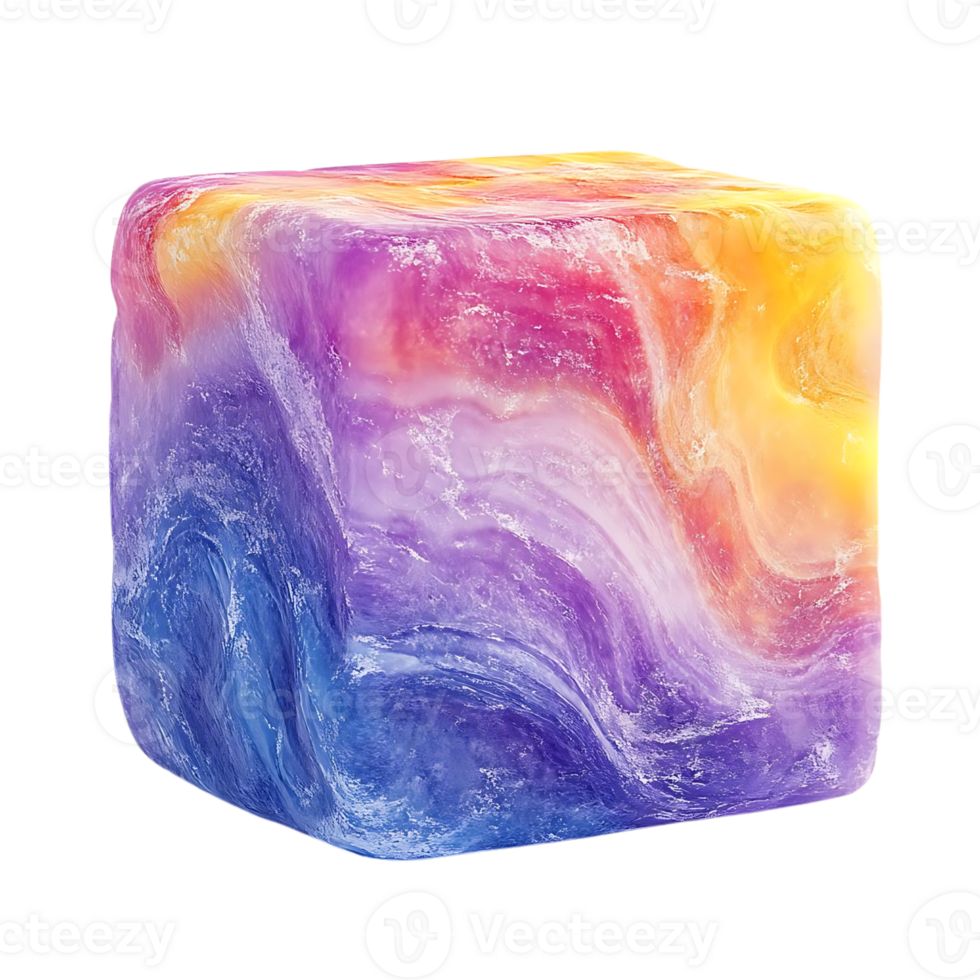 Abstract Cube with Vibrant Colors and Transparent Background png