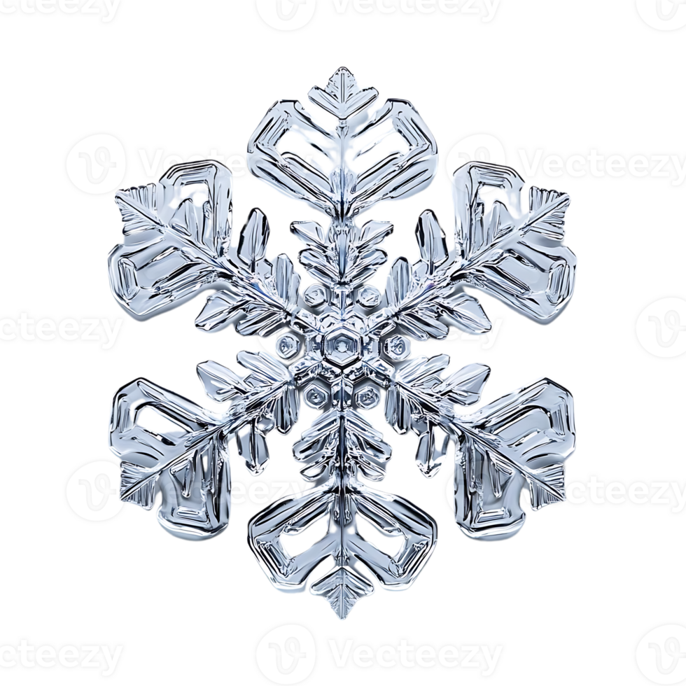 A Detailed Macro Photograph of a Delicate Snowflake with a Transparent Background png