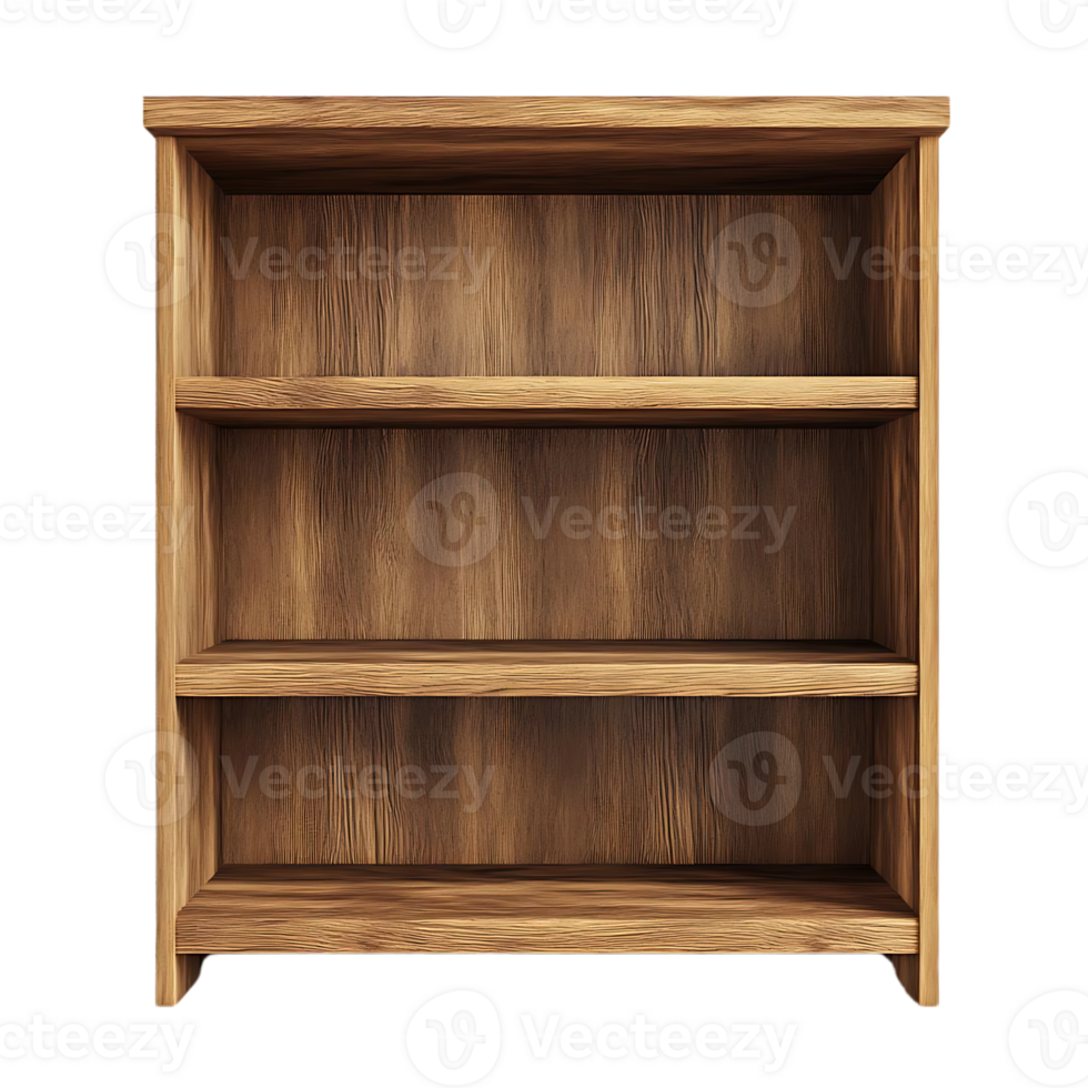 Empty Wooden Shelf with Transparent Background for Display and Design png