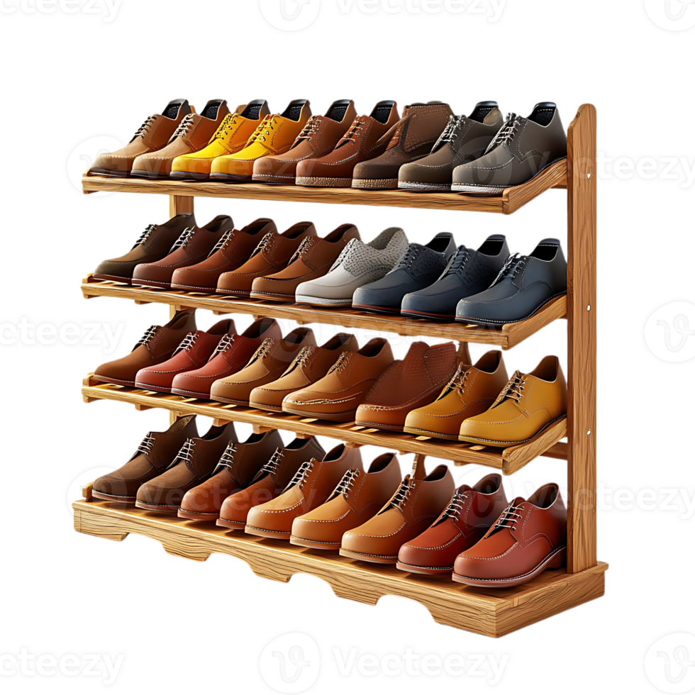 Organize Your Shoe Collection with a Stylish and Functional Wooden Shoe Rack Featuring a Transparent Background png