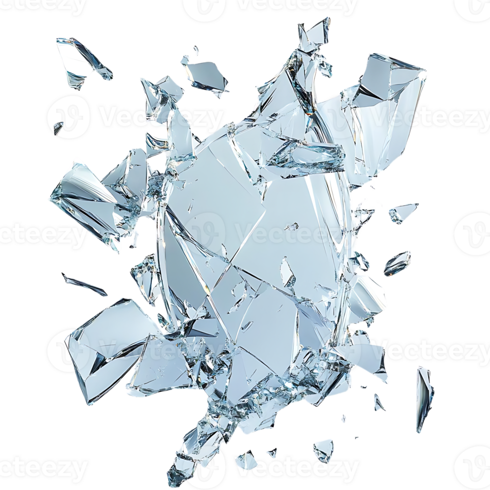 Shattered Glass Fragments Create a Transparent Background, A Stunning Display of Broken Glass with Dramatic Lighting png