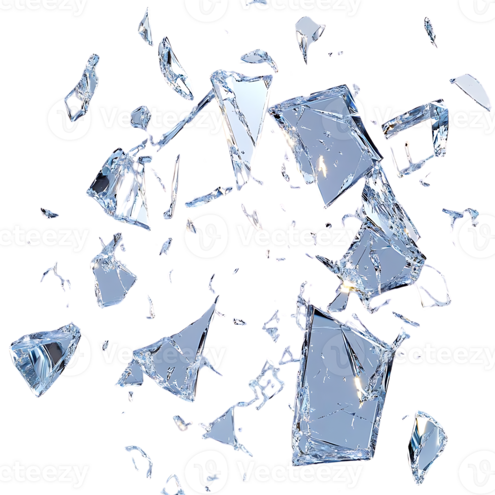 Shattered Glass Pieces Falling Through Transparent Background, Transparent Background Image png