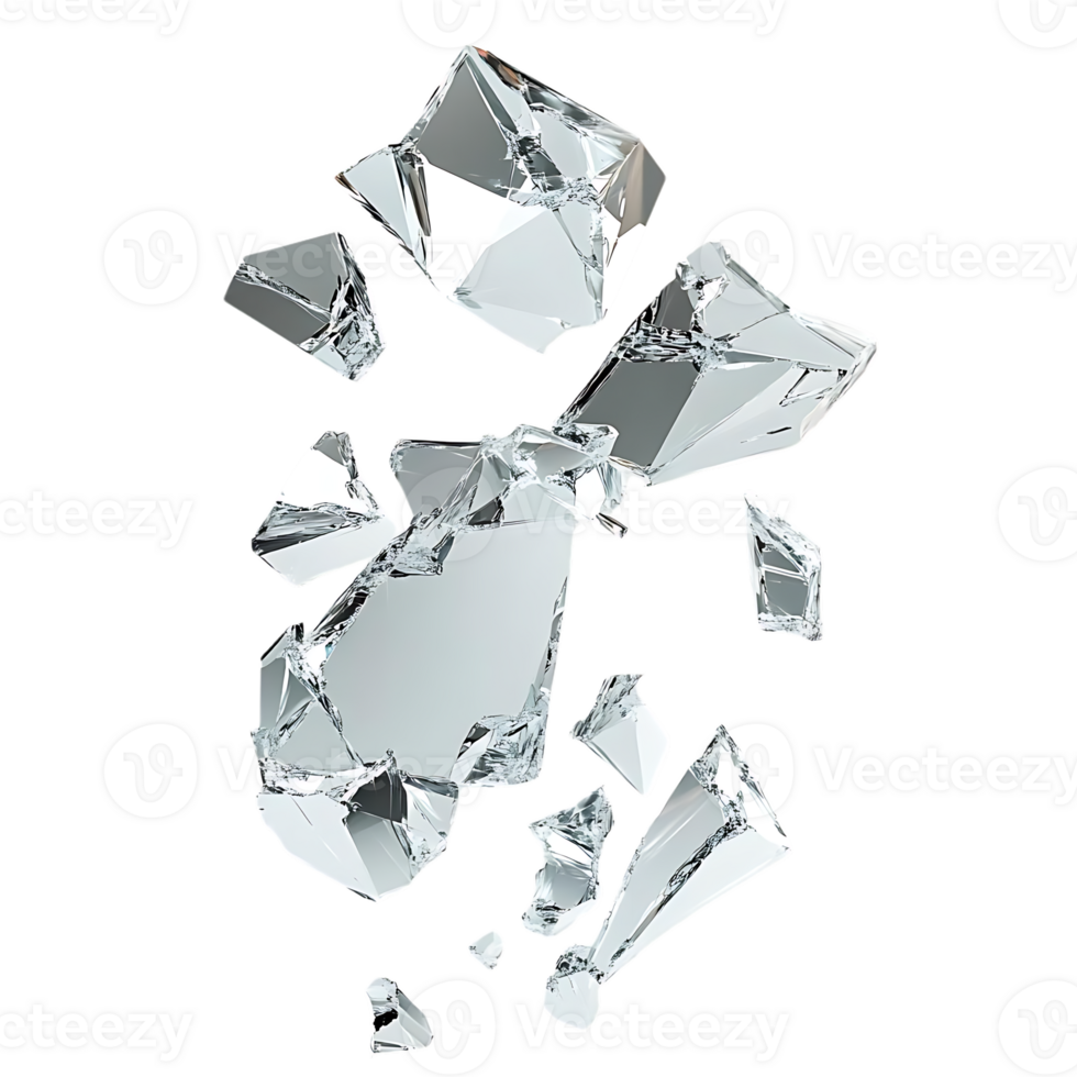 Shattered Glass Pieces Falling on Transparent Background png