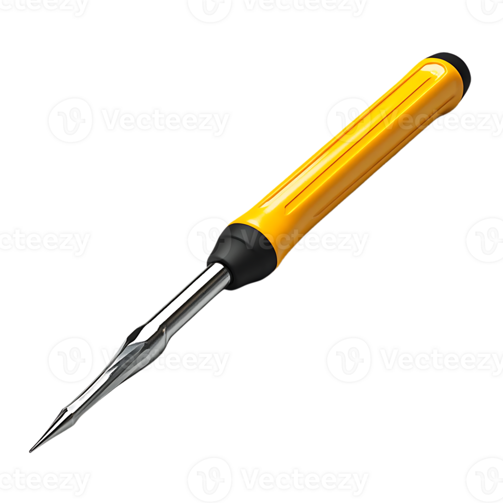 Yellow Handled Tool with a Sharp Point on a Transparent Background png