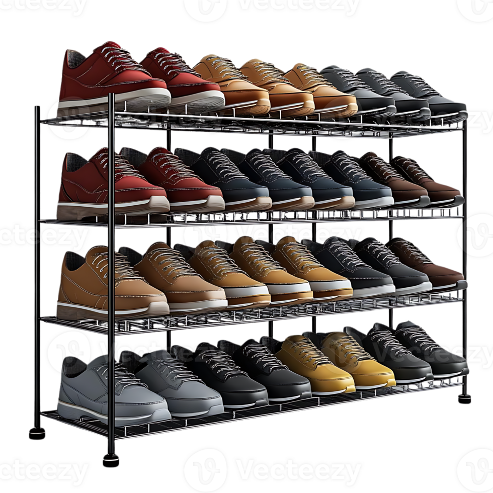 Organize Your Shoes with This 4-Tier Shoe Rack, Featuring a Transparent Background for Easy Viewing png