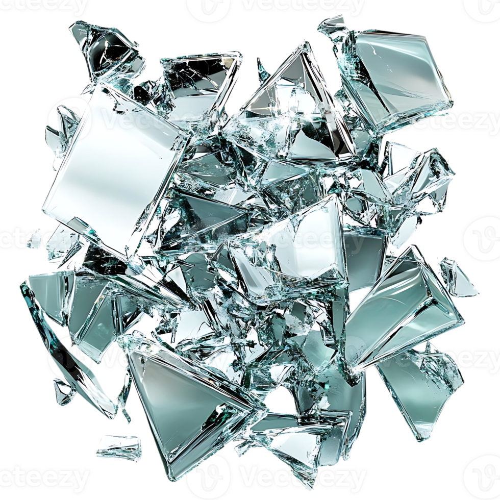 Shattered Glass Pieces with a Transparent Background, High Resolution, 3D Render,  Clean and Clear,  Isolated on Black,  Sharp Edges,  Sharp Angles,  Reflective Surfaces,  Glimmering,  Sparkling,  Crystalline,  Fragile,  Delicate,  Intricate png