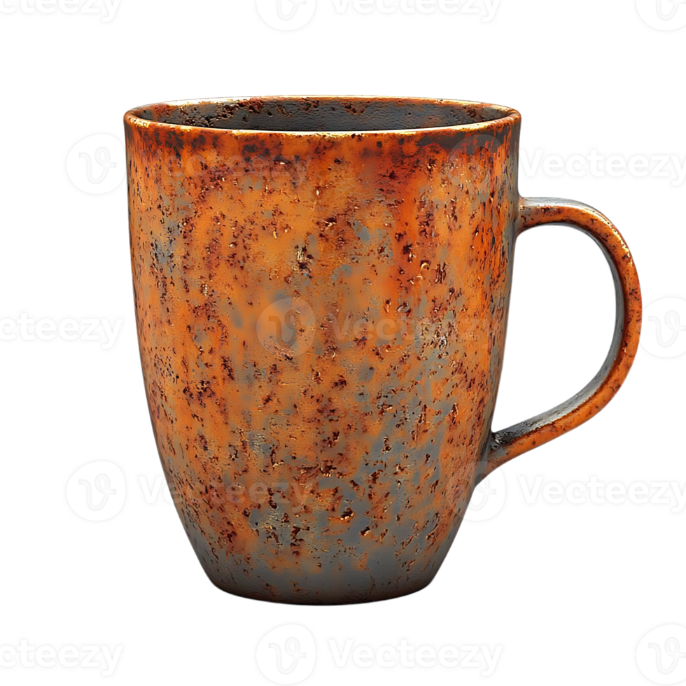 Rusty Orange Ceramic Mug with Transparent Background, Perfect for Coffee, Tea, and Hot Beverages png