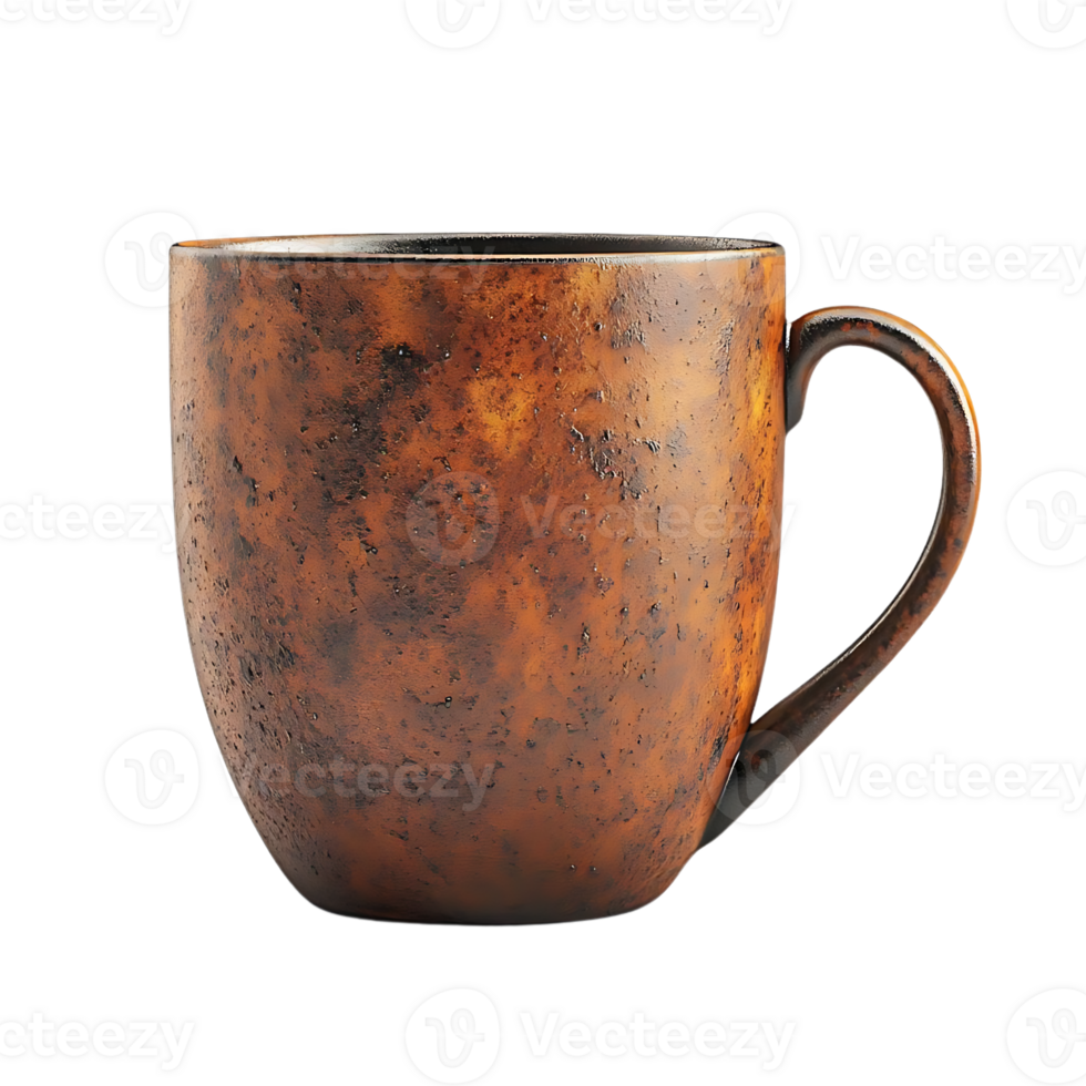 Rustic Brown Ceramic Mug with Transparent Background, a Perfect Addition to Your Kitchen or Home Decor png