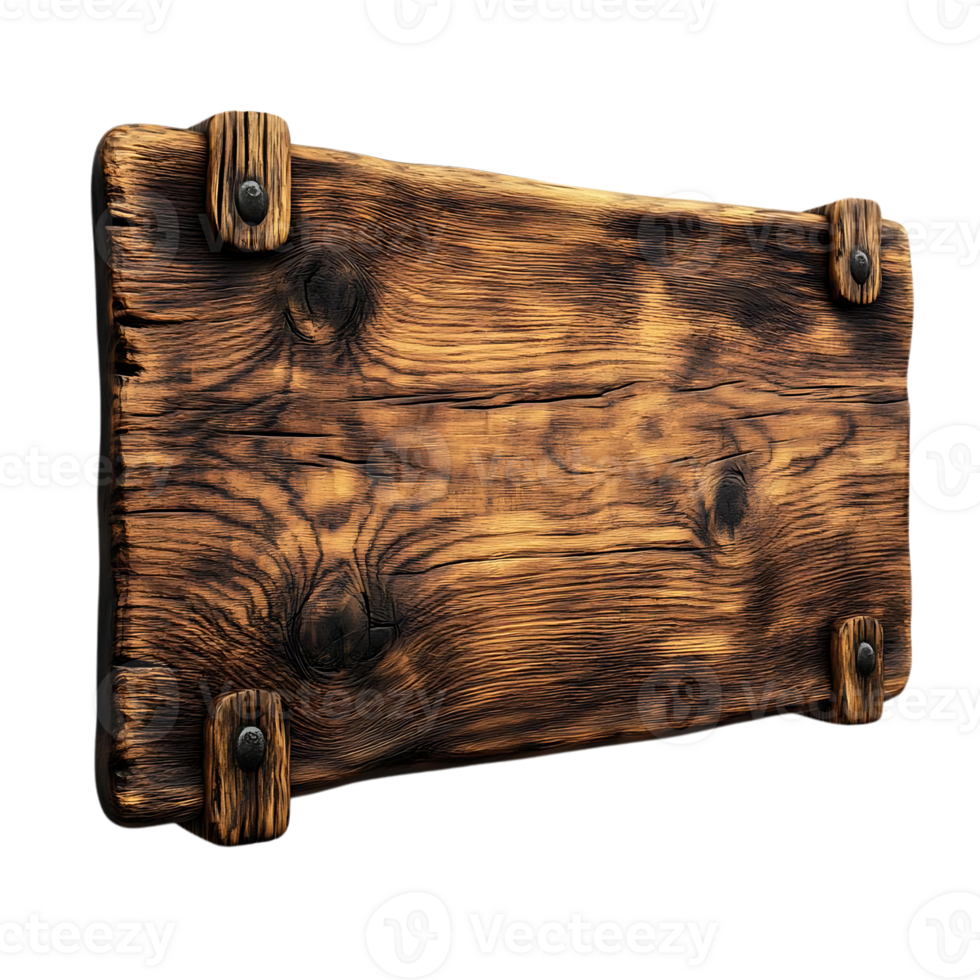 Rustic Wooden Sign with Transparent Background, Ideal for Vintage Branding and Rustic Decor png