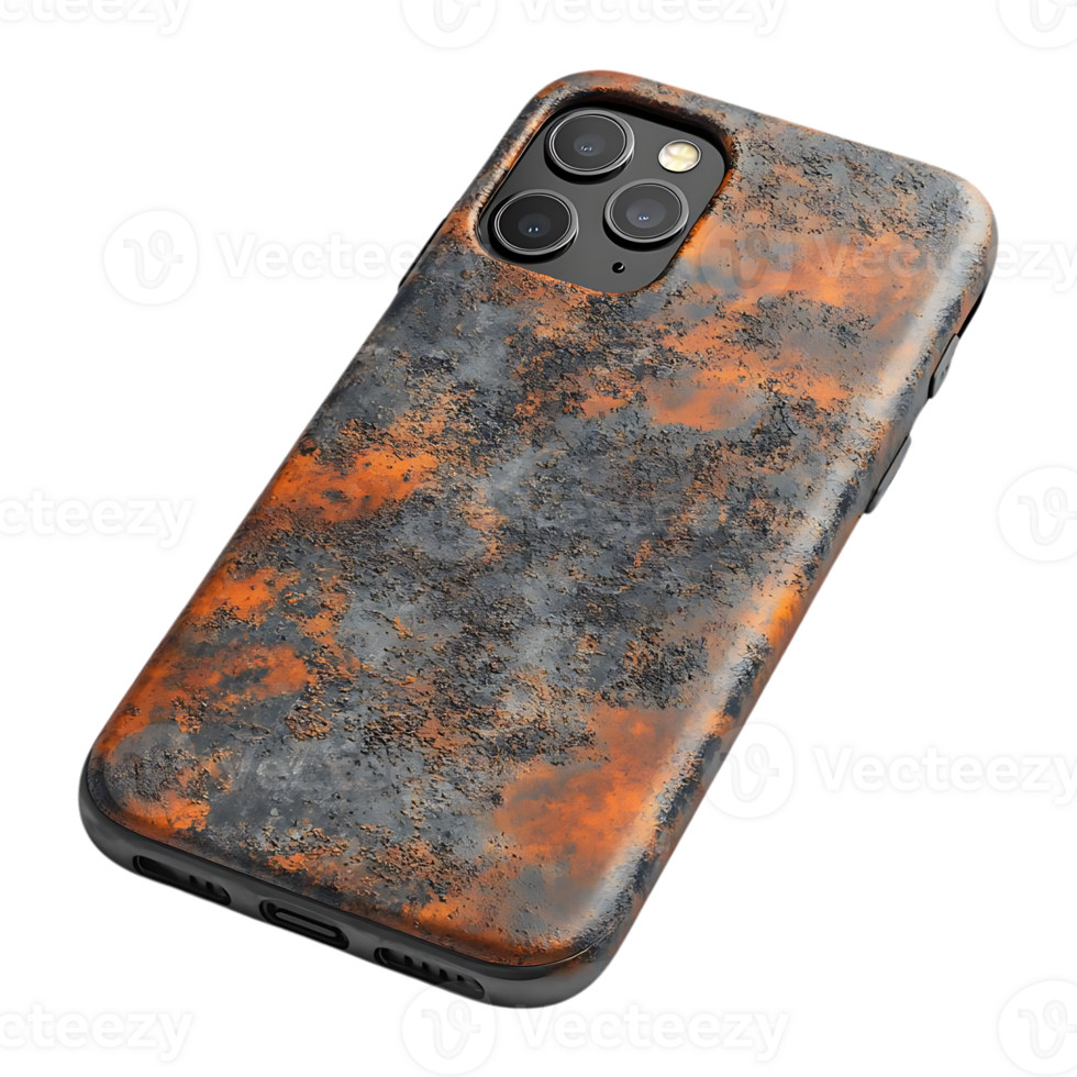 Rusty iPhone Case with Transparent Background, a Unique and Stylish Design with a Rustic Touch. png
