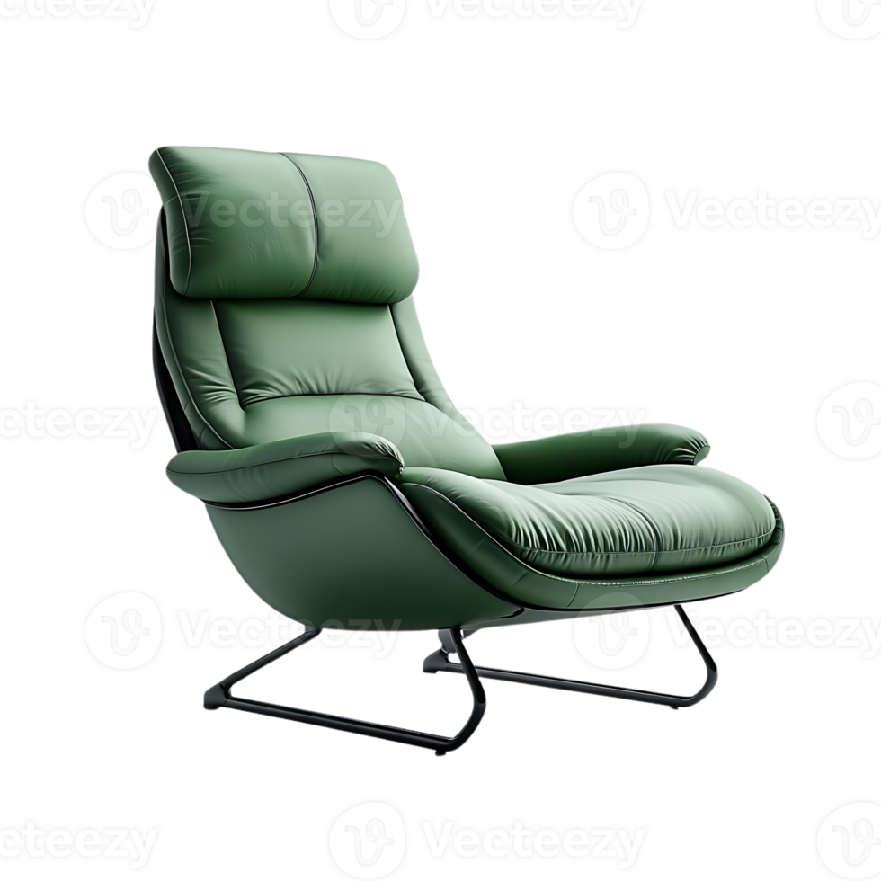 Green Leather Recliner with a Transparent Background, Perfect for Relaxing and Adding a Touch of Elegance to Your Living Room png