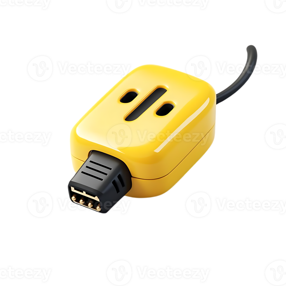 Yellow USB Adapter with Transparent Background, Connecting Devices with a Seamless Design png