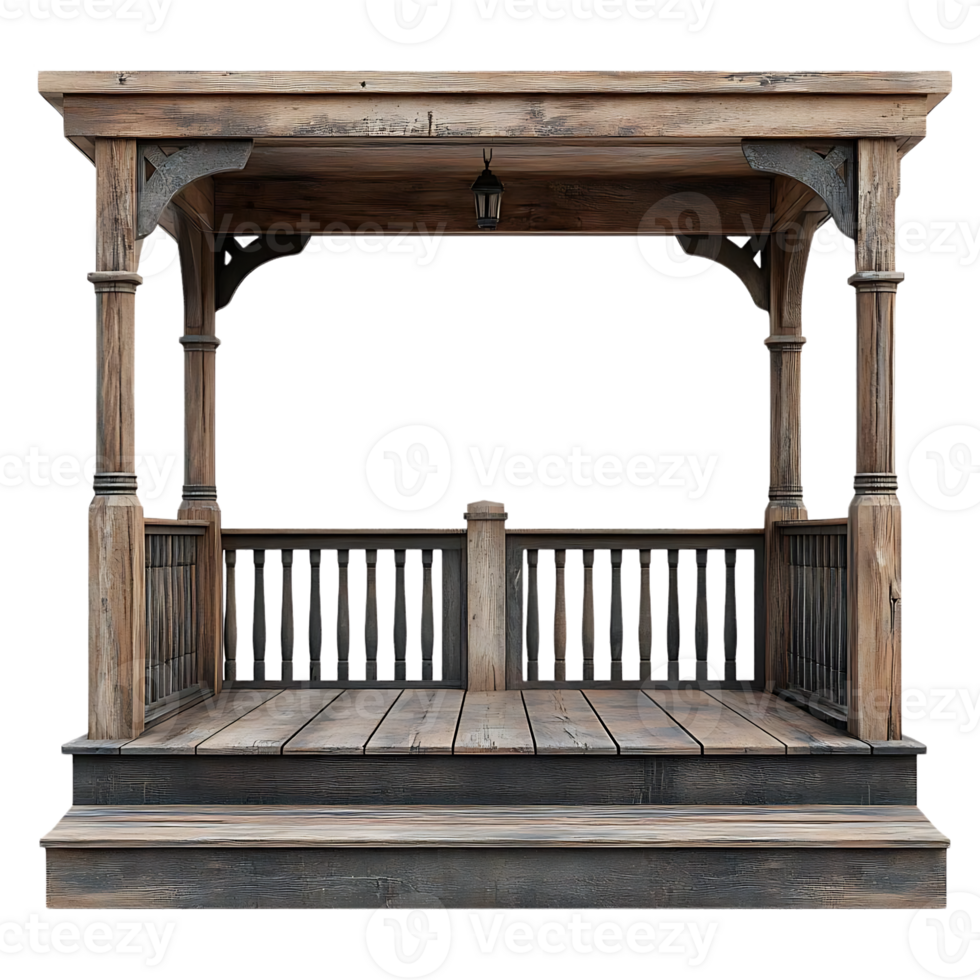 Rustic Wooden Porch with Transparent Background for Design Projects png