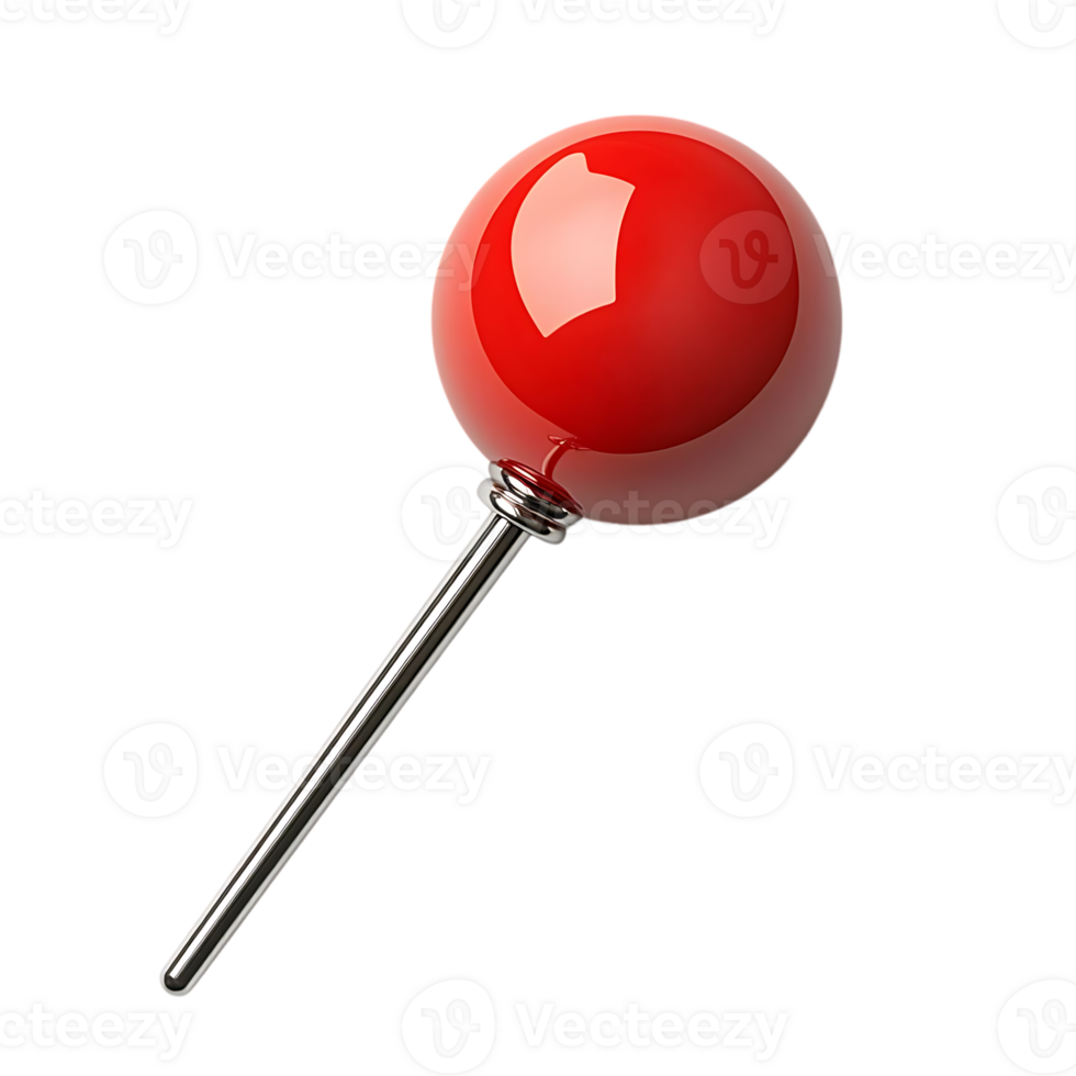 Red Push Pin with Transparent Background, Isolated on Black png