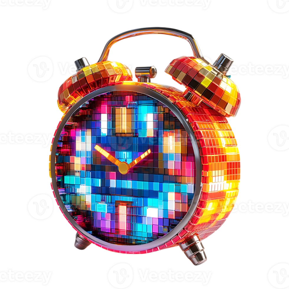 Pixelated Alarm Clock with Transparent Background png