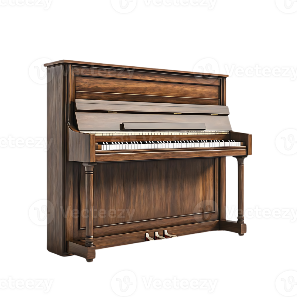 Elegant Wooden Piano with Transparent Background, Classic Musical Instrument for Home Decor png