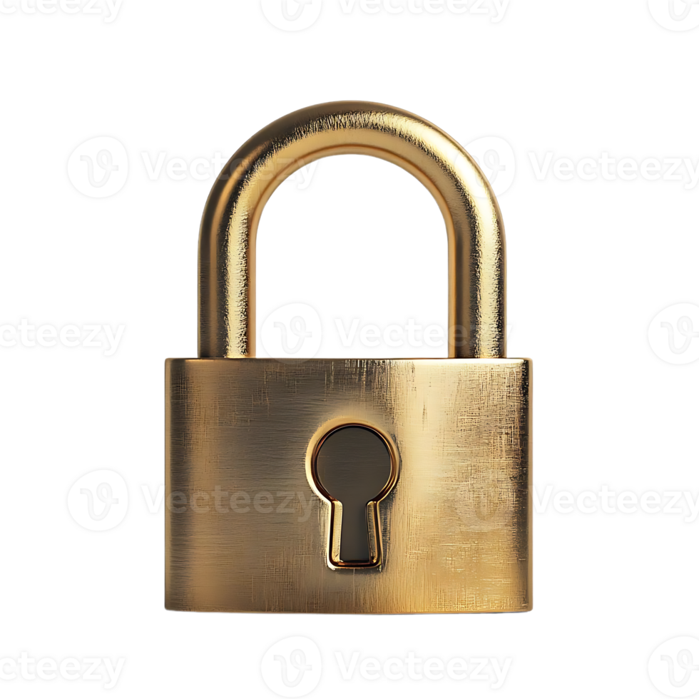 Golden Padlock Securing Access with a Transparent Background png