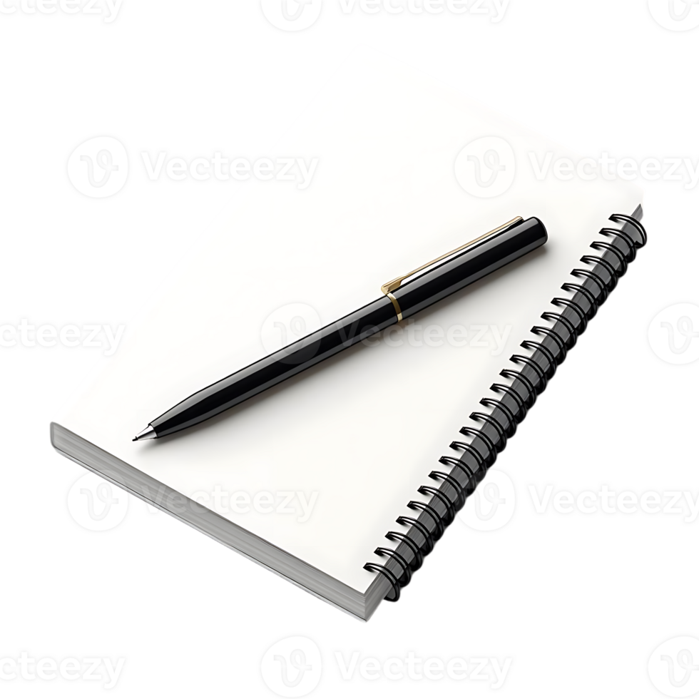 Blank Notebook with Pen, Ready for Inspiration, Ideas, and Thoughts, with a Transparent Background png