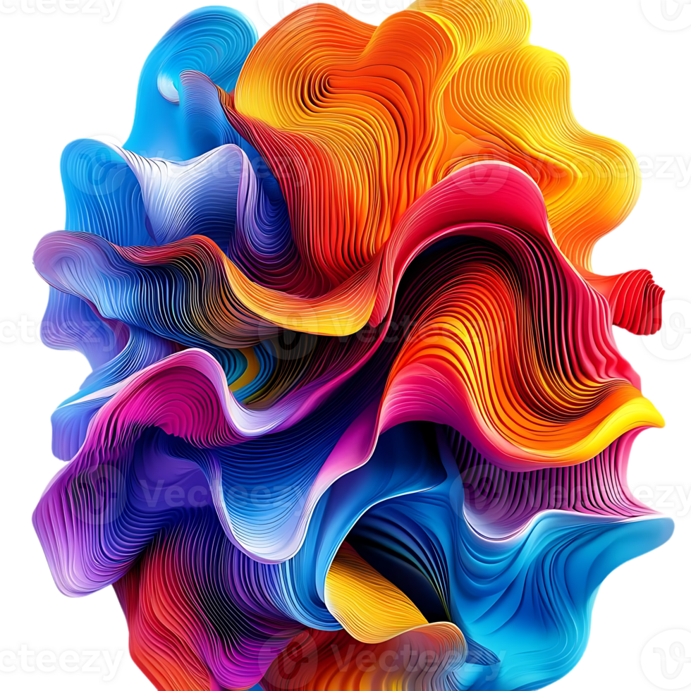 Abstract Wavy Shapes in Vibrant Colors with a Transparent Background png