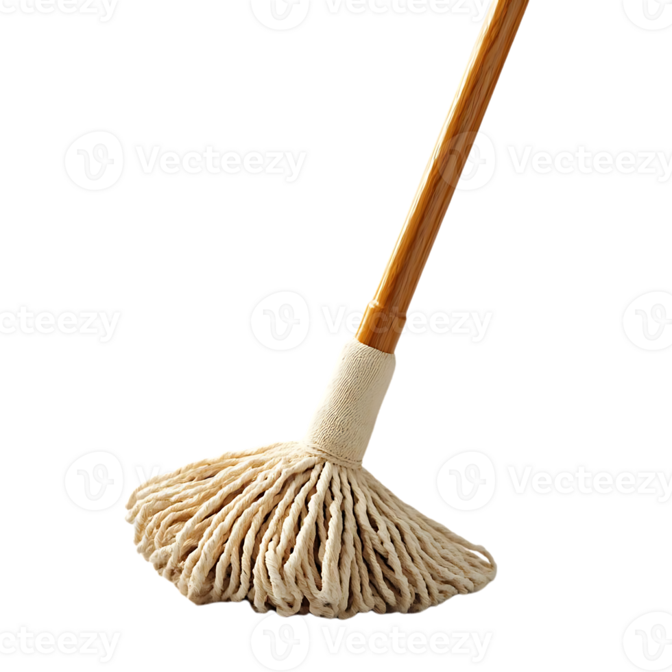 Cleaning Floors with a Cotton String Mop and a Transparent Background png