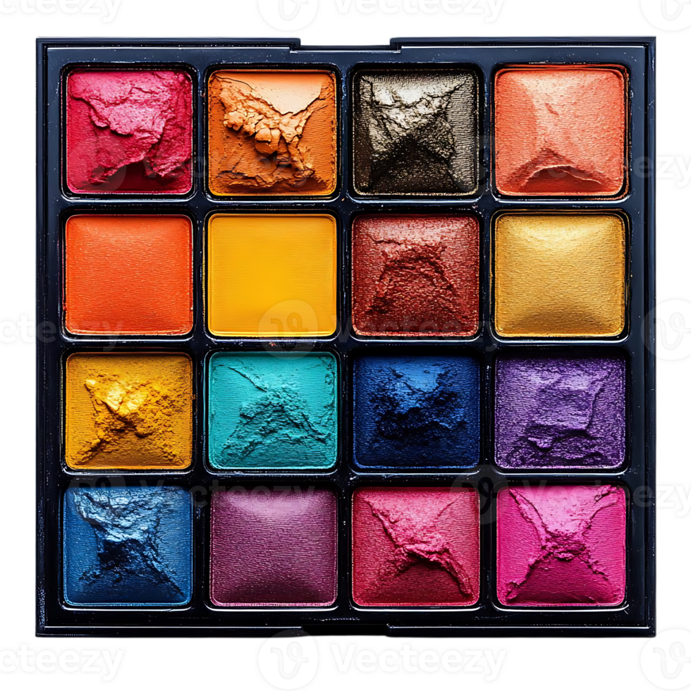 Vibrant Eyeshadow Palette with a Transparent Background - A Colorful Array of Shades for Creative Makeup Looks png