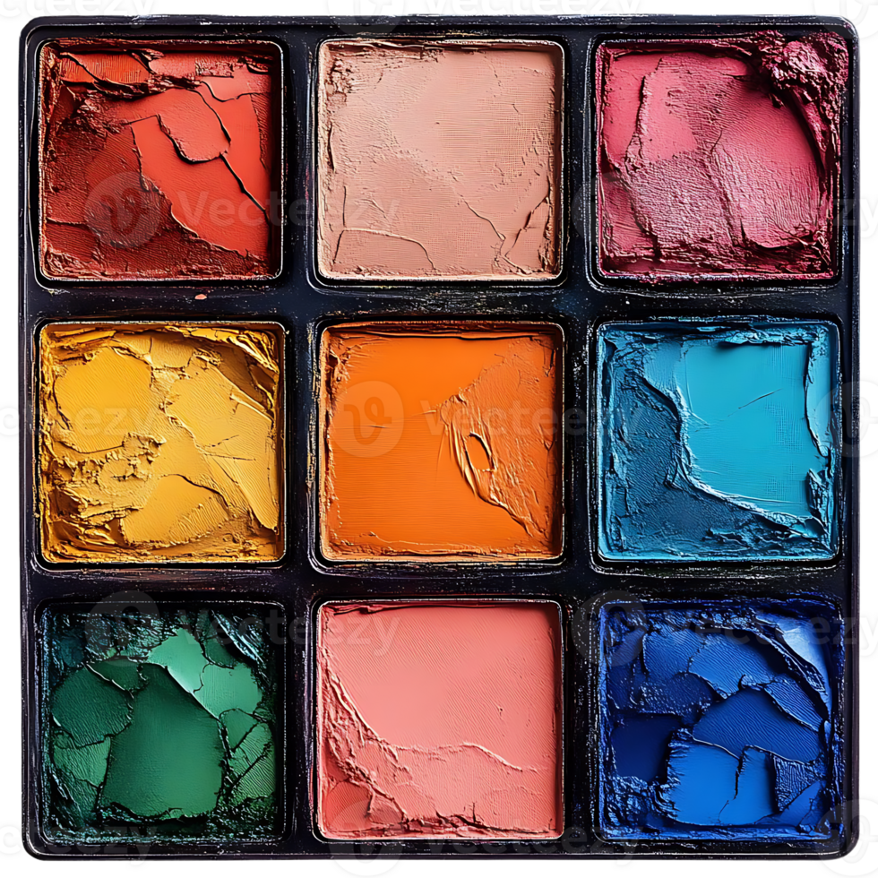 Colorful Eyeshadow Palette with Transparent Background,  A Stunning Array of Shades for Creative Looks png