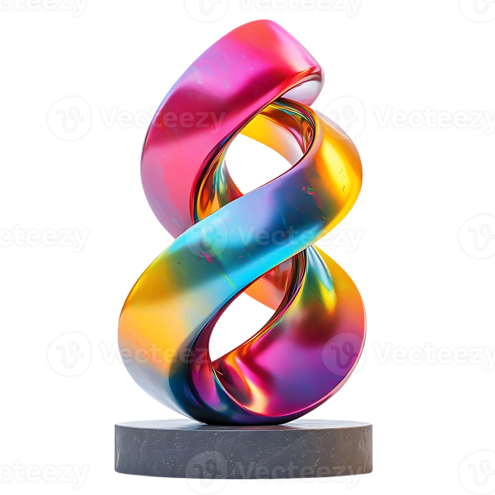 Abstract Metallic Sculpture with a Transparent Background, a Modern and Colorful Design png