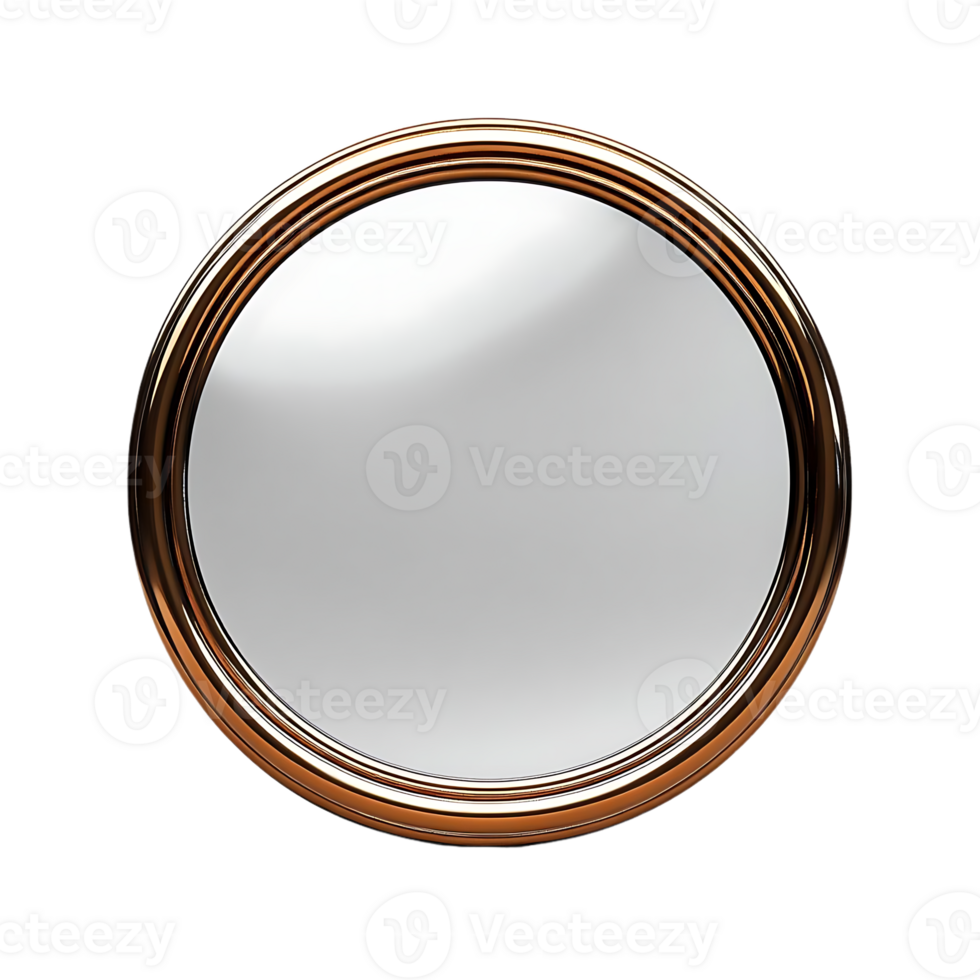 Round Copper Mirror with Transparent Background - Decorative Wall Decor for Home and Office png