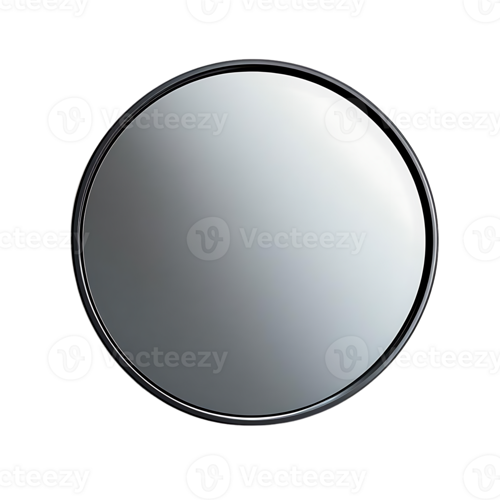Round Mirror with Black Frame Reflecting on a Transparent Background png