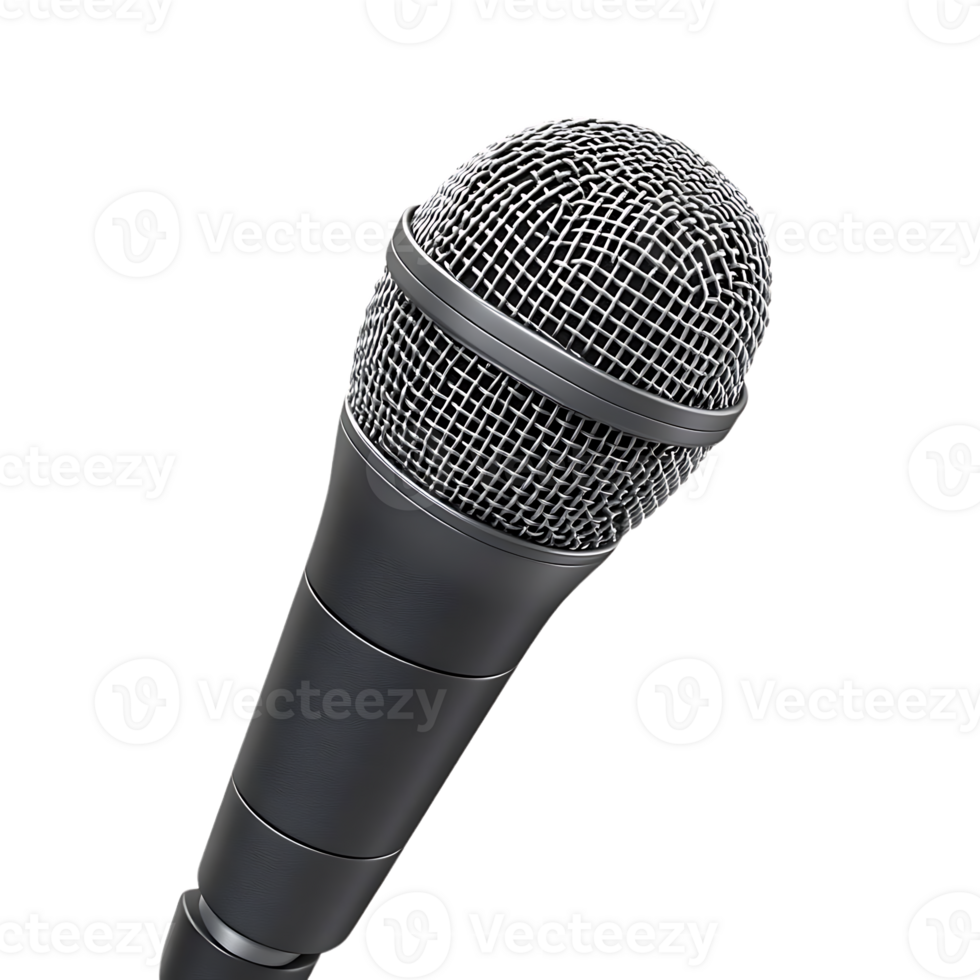 Microphone with a Transparent Background -  A Striking Visual, Perfect for Audio Recording and Music Production png