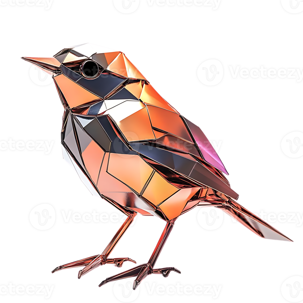 A Geometric Copper Bird with a Transparent Background png