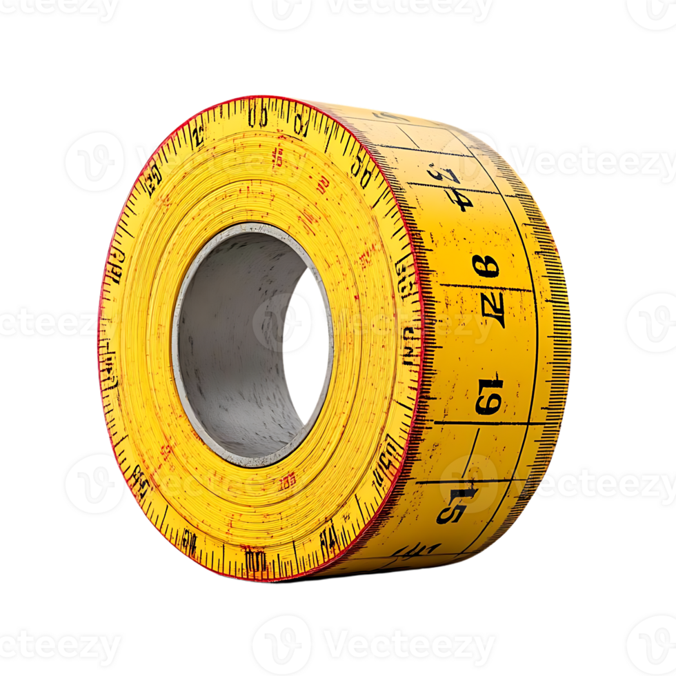 Vintage Yellow Measuring Tape with Transparent Background png