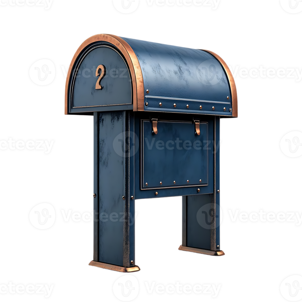 Blue and Copper Mailbox with a Transparent Background png
