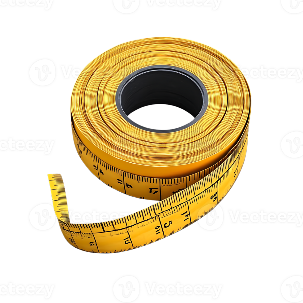 Yellow Measuring Tape Unrolled on Transparent Background png