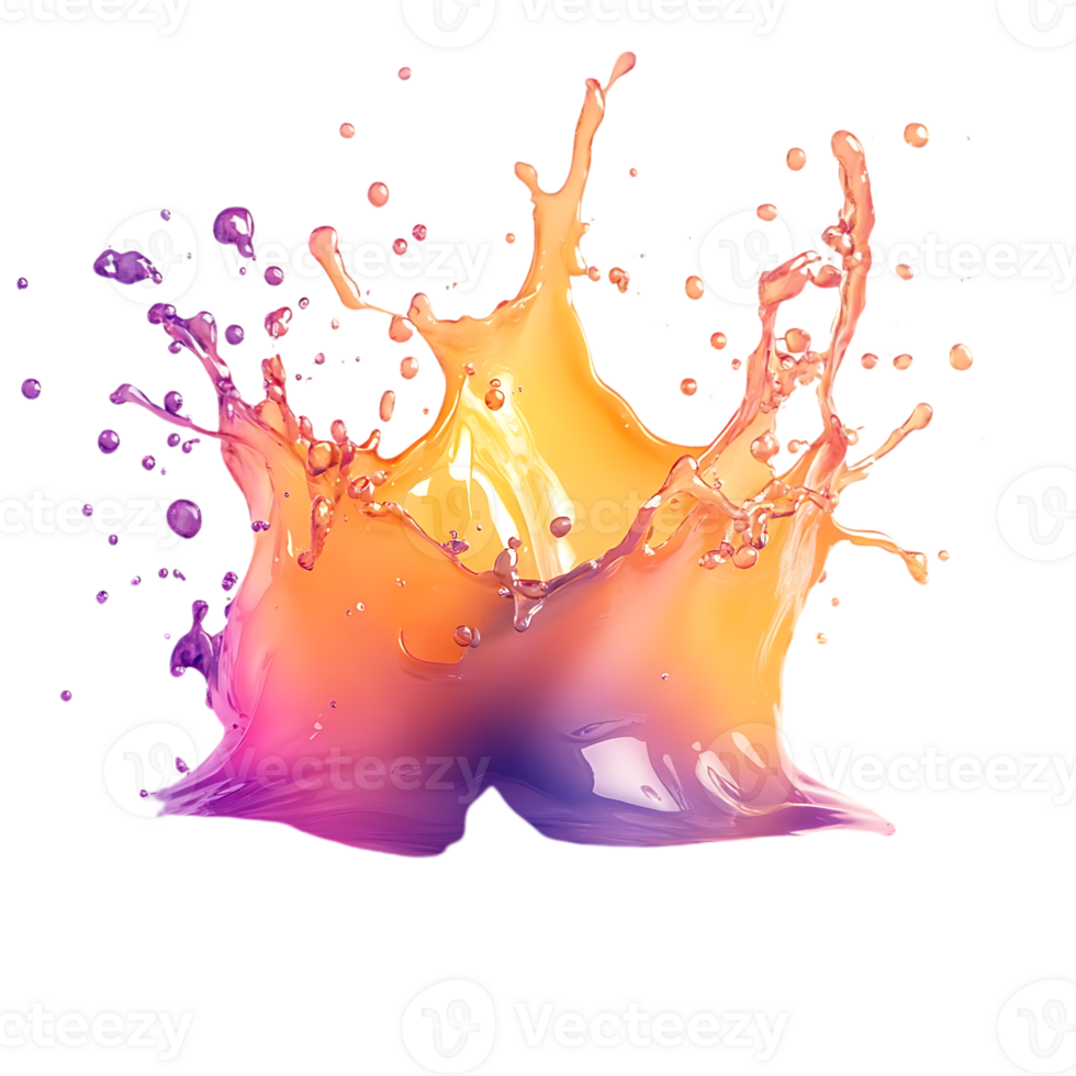 Orange and Purple Liquid Splash with Transparent Background png