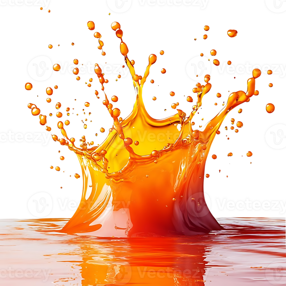 Orange Juice Splashing with a Transparent Background, Perfect for Your Design Projects png