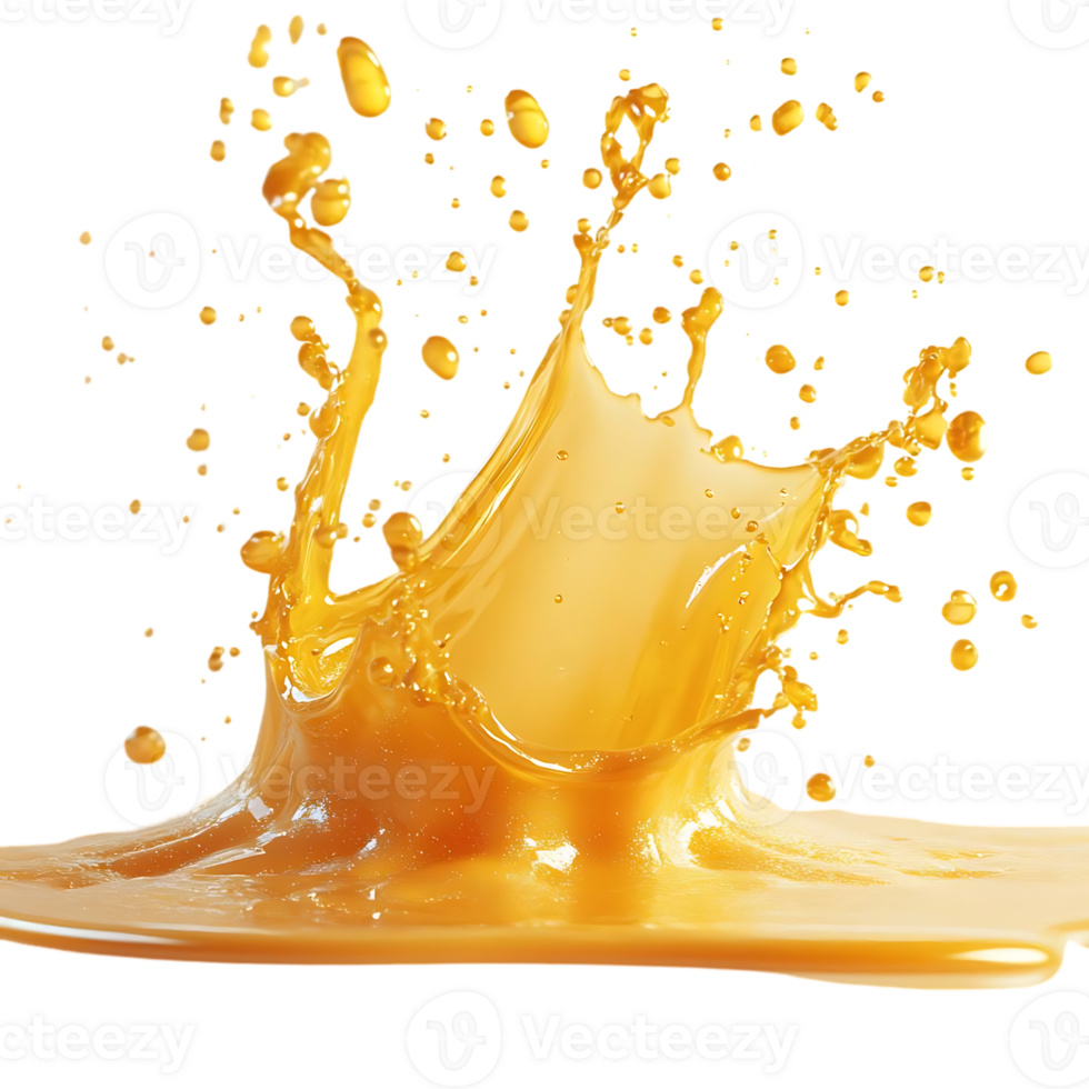 Orange Juice Splashing with Transparency,  A Refreshing Burst of Flavor,  Isolated on Black Background png