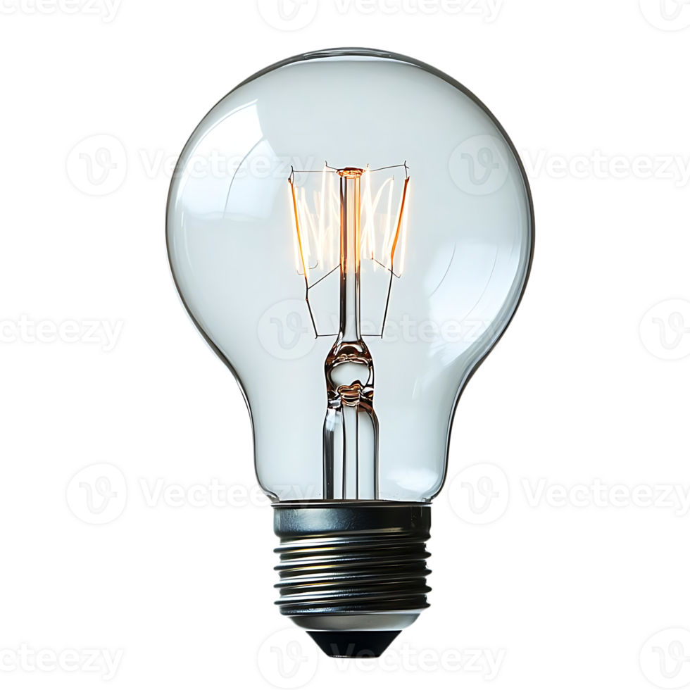 Glowing Light Bulb with Transparent Background, Isolated on Black, Vintage Filament, Clear Glass, Light Source, Idea, Innovation, Creativity, Energy, Inspiration,  Illumination, Bright, Electricity, Power, Technology, Design,  Decorative,  Retro,  Industr png