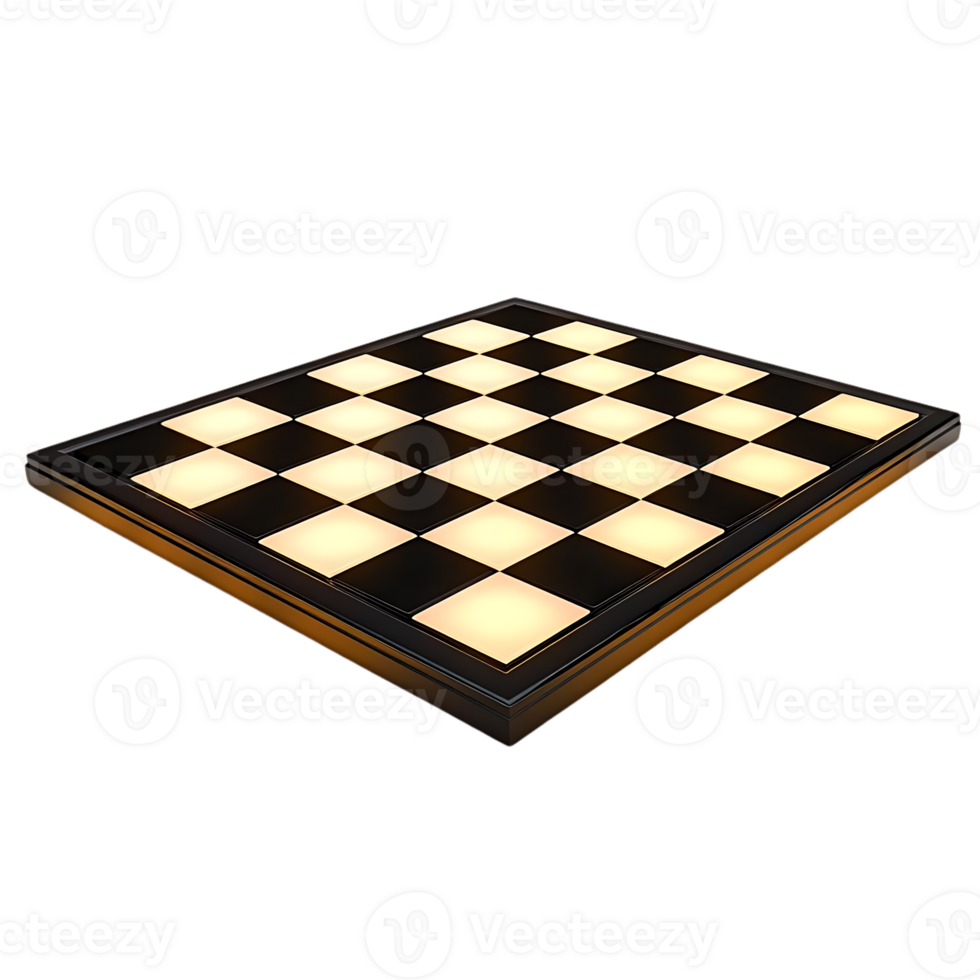 Chessboard with Illuminated Squares on a Transparent Background, A 3D Rendering of a Classic Game Board png