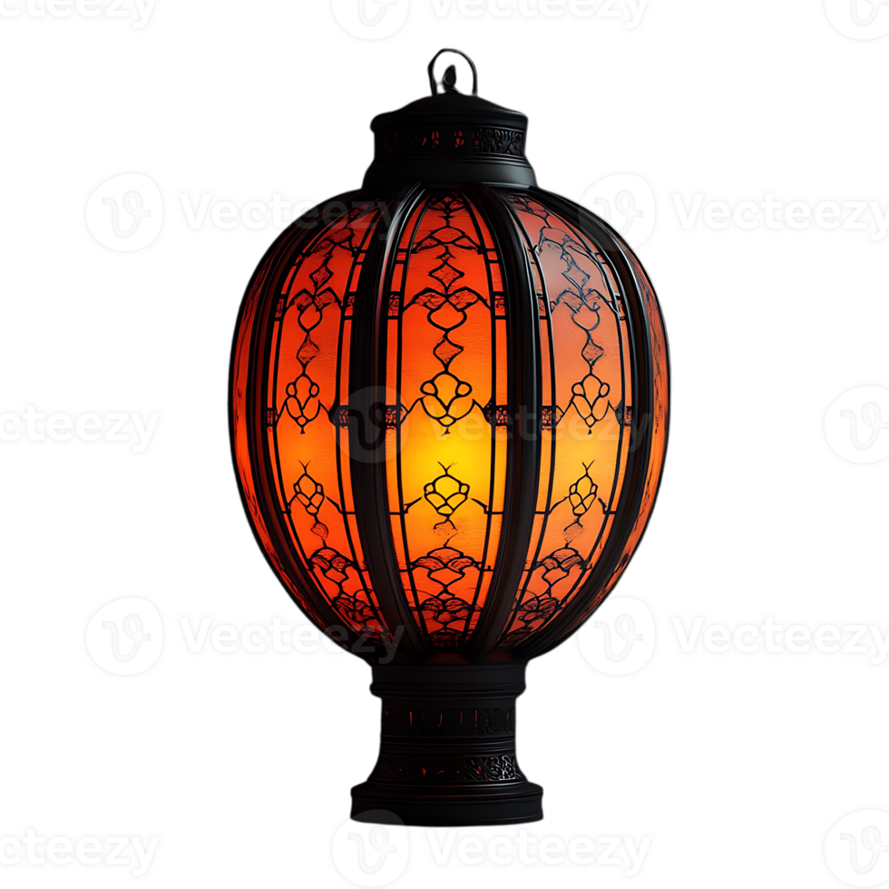 Ornate Lantern with Intricate Glasswork and a Warm Glow on a Transparent Background png