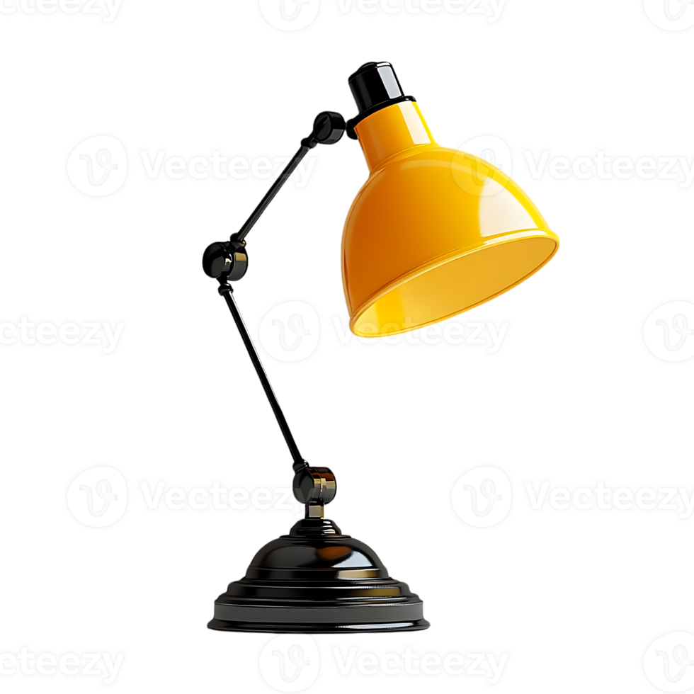 Yellow Desk Lamp with a Black Base, Perfect for Reading and Working with a Transparent Background png