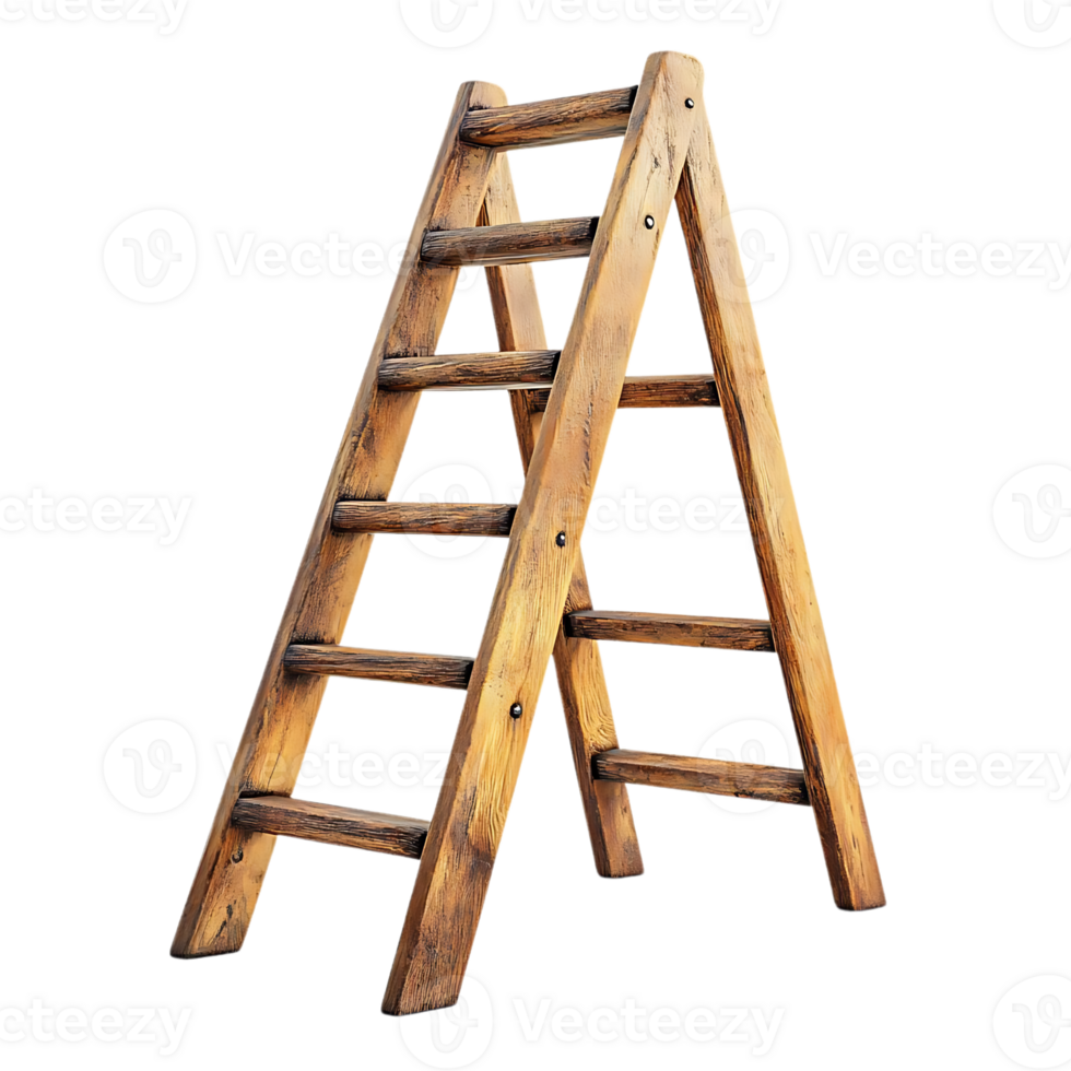 Wooden Ladder with Transparent Background, Rustic Stepped Ladder for Home and Garden Projects png